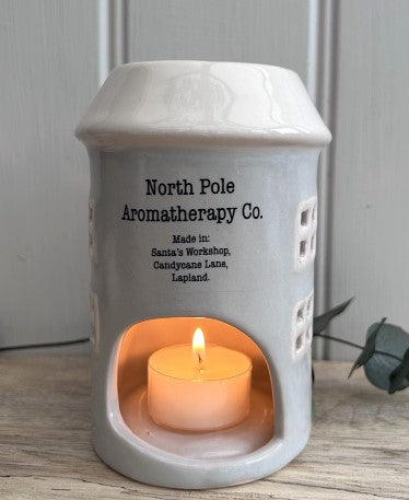 Ceramic Christmas Cottage Wax Burner Gift Set