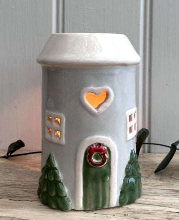 Ceramic Christmas Cottage Wax Burner Gift Set