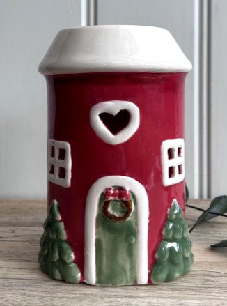 Ceramic Christmas Cottage Wax Burner Gift Set