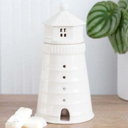 White LighthouseCeramic Wax/Oil Burner